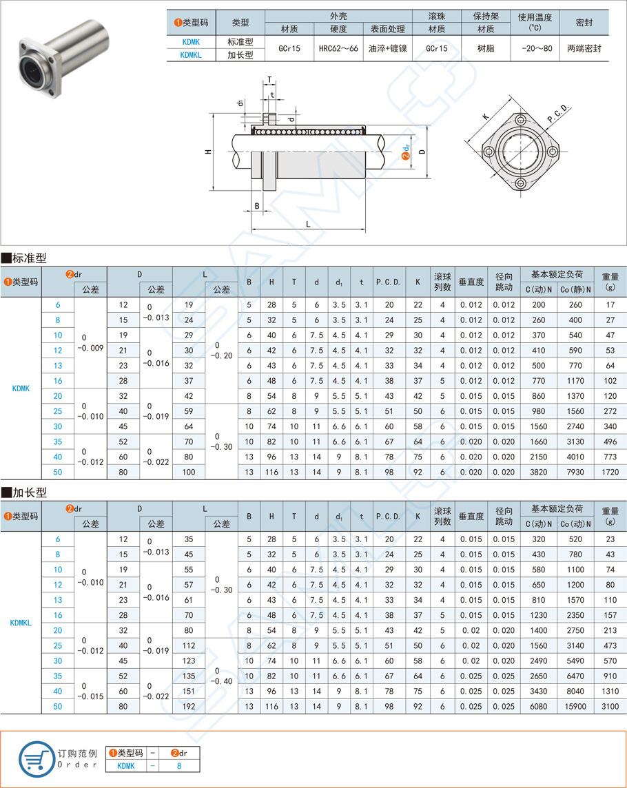 直線軸承的規格型號及具體參數