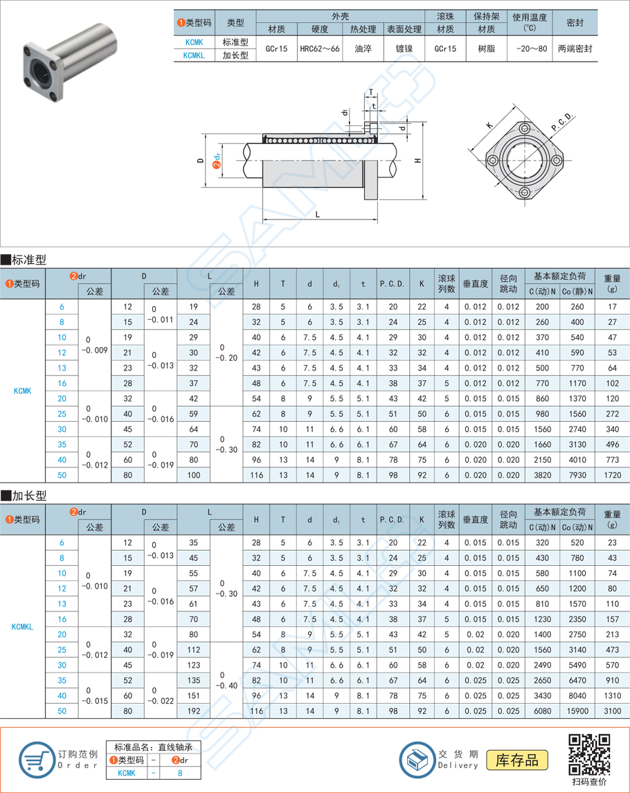 高速直線軸承，長行程直線軸承